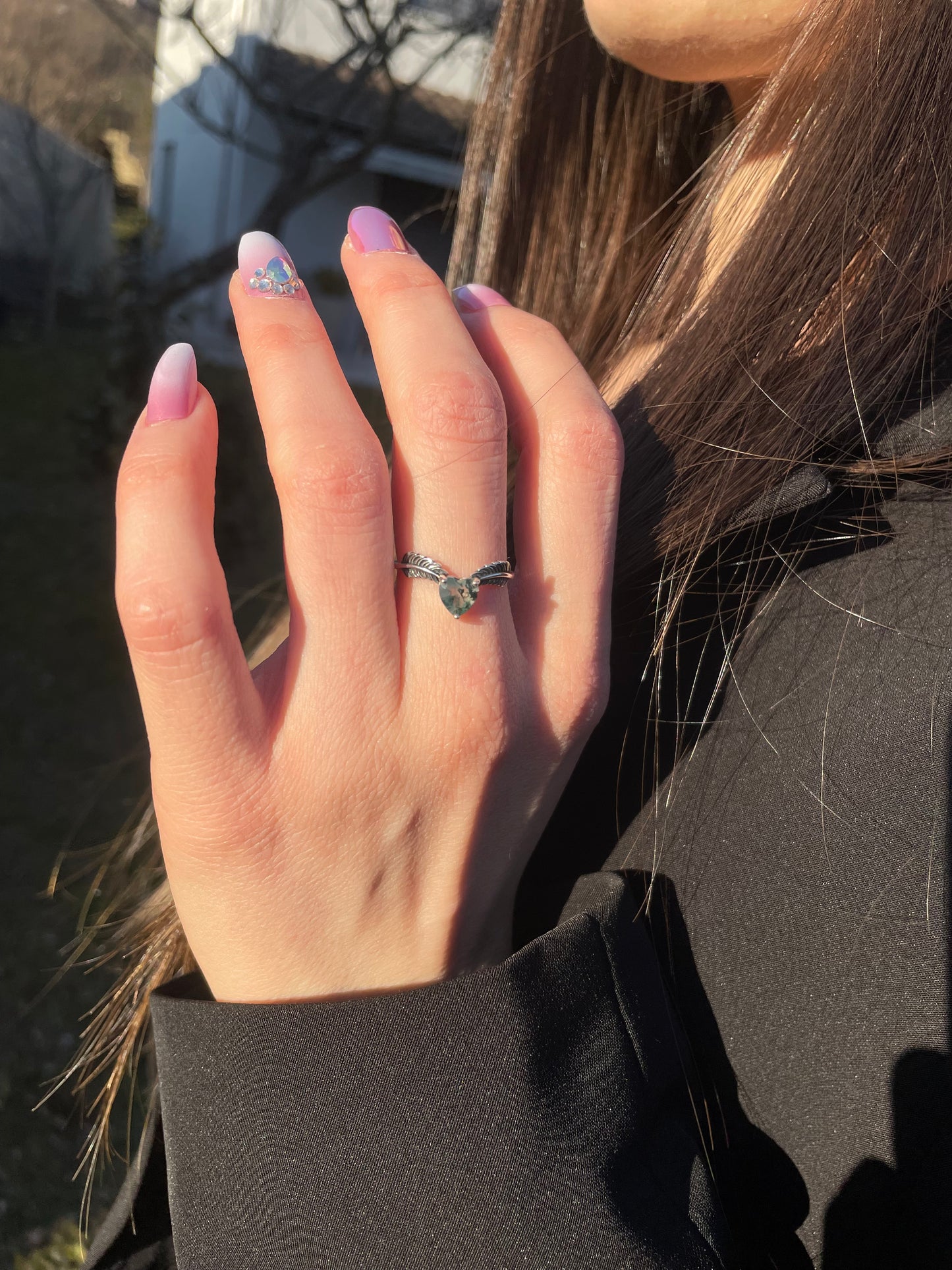 Anello in Agata Muschiata s925