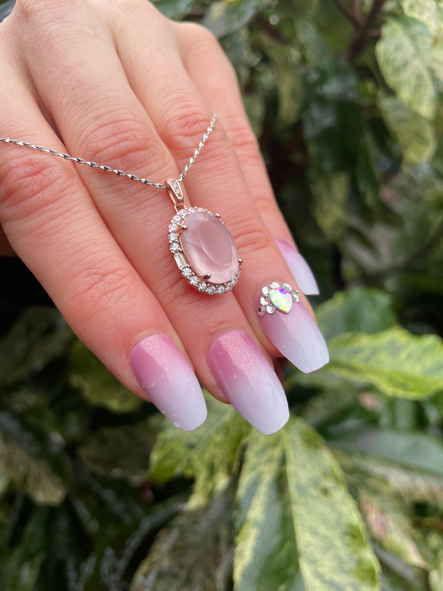 Ciondolo in Quarzo Rosa s925