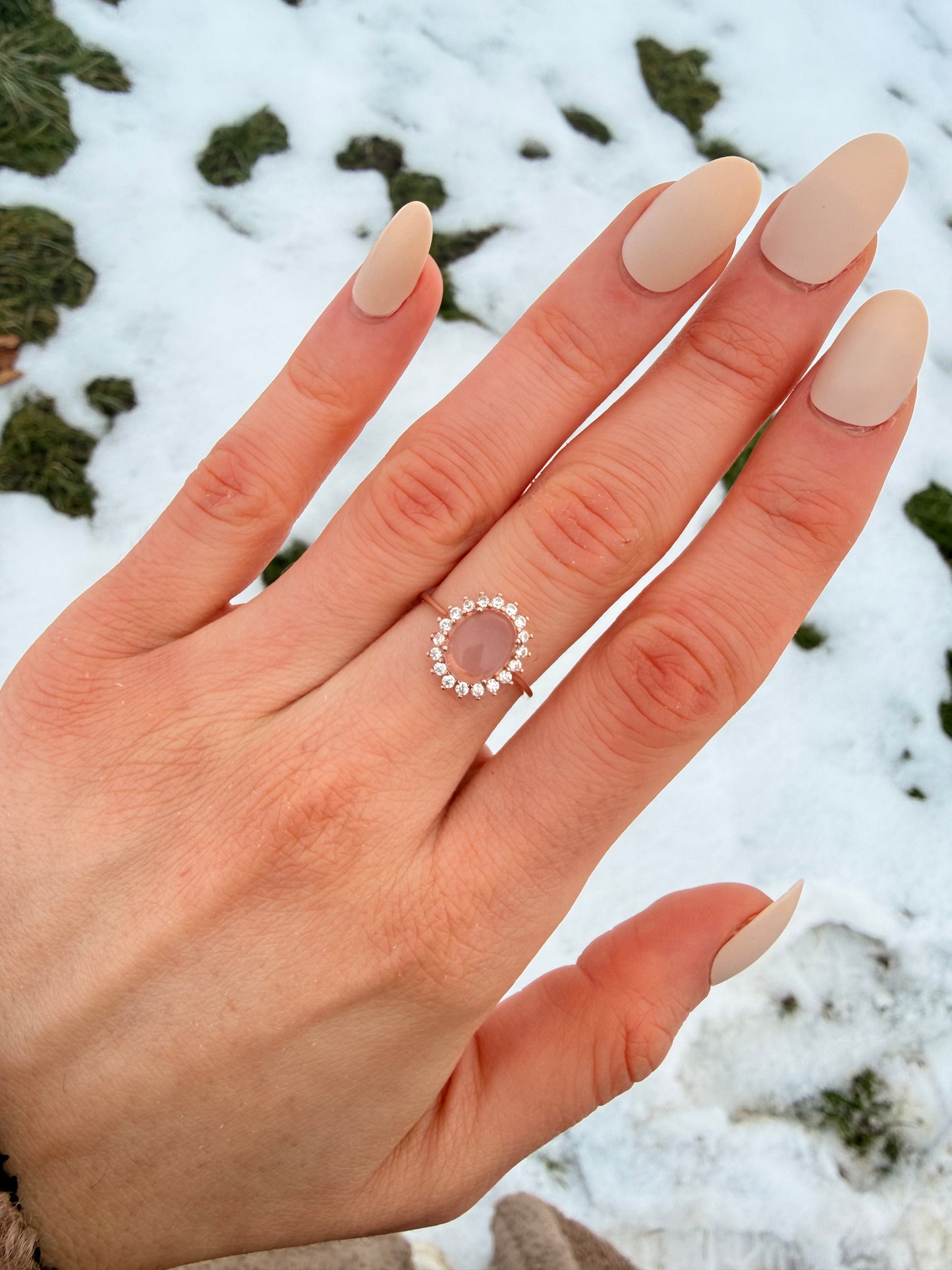 Anello in Quarzo Rosa s925