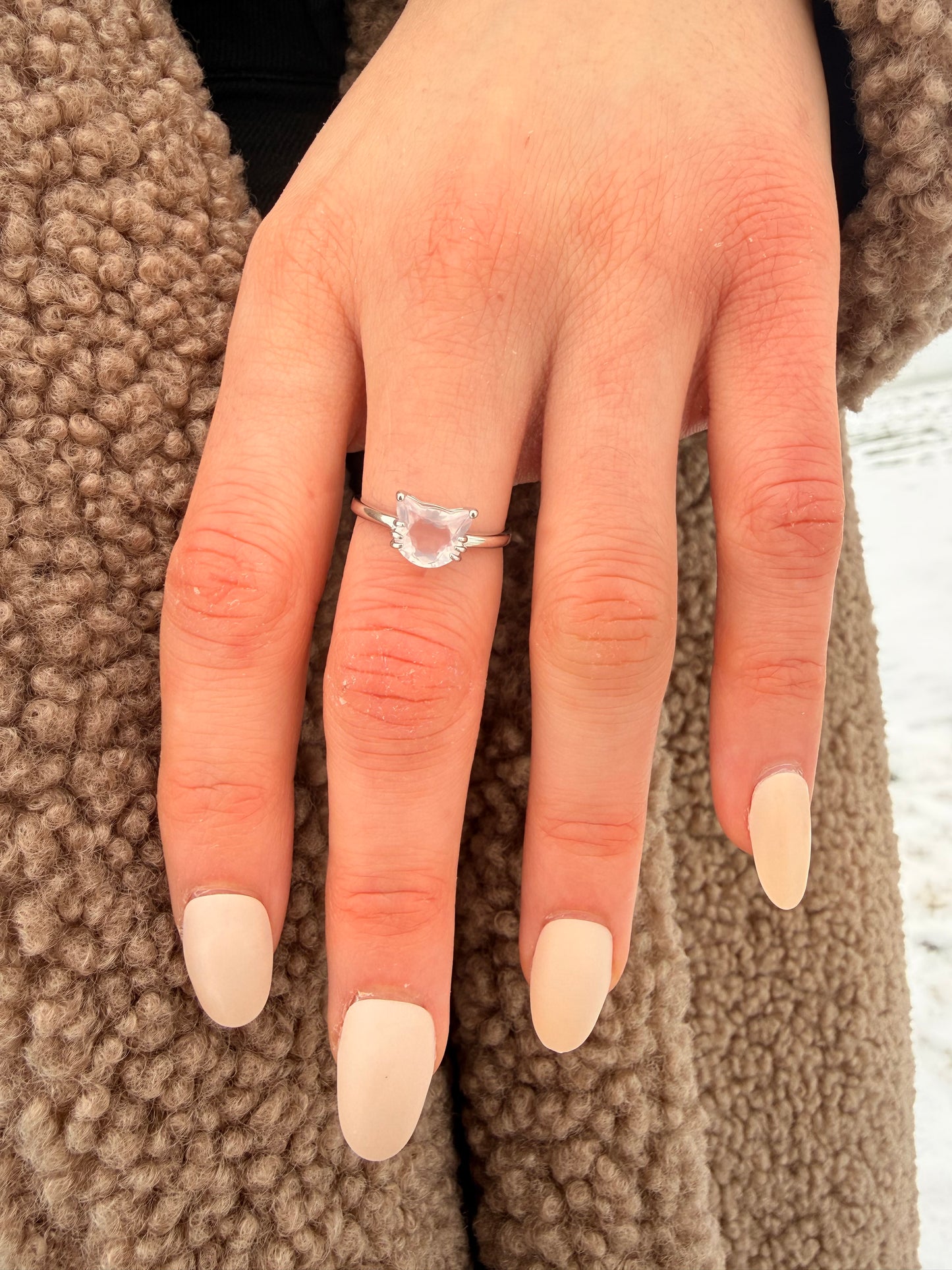 Anello in Quarzo Rosa s925