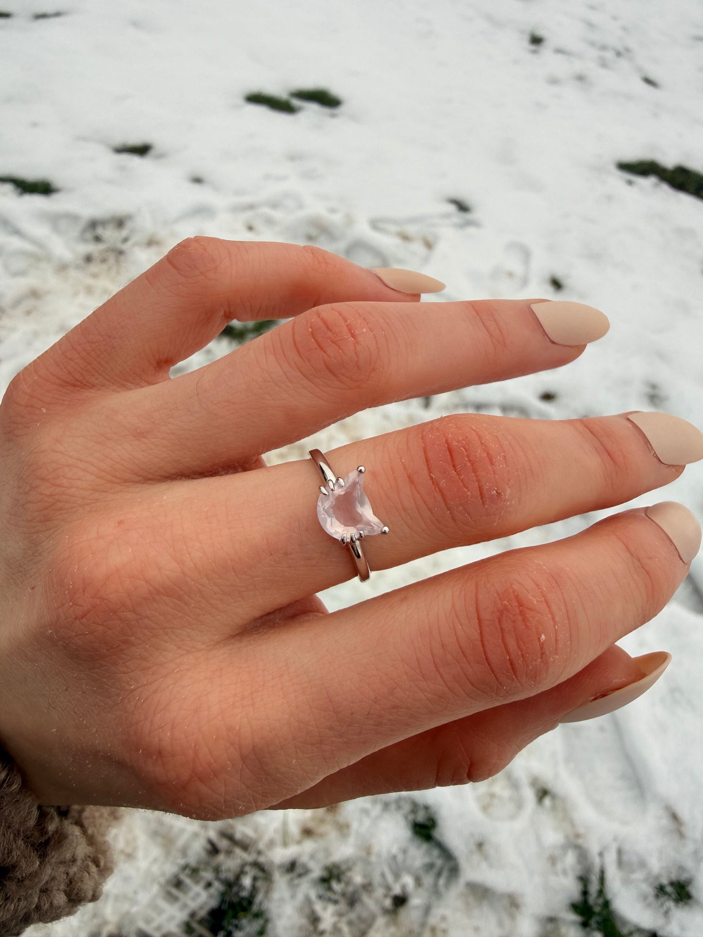 Anello in Quarzo Rosa s925