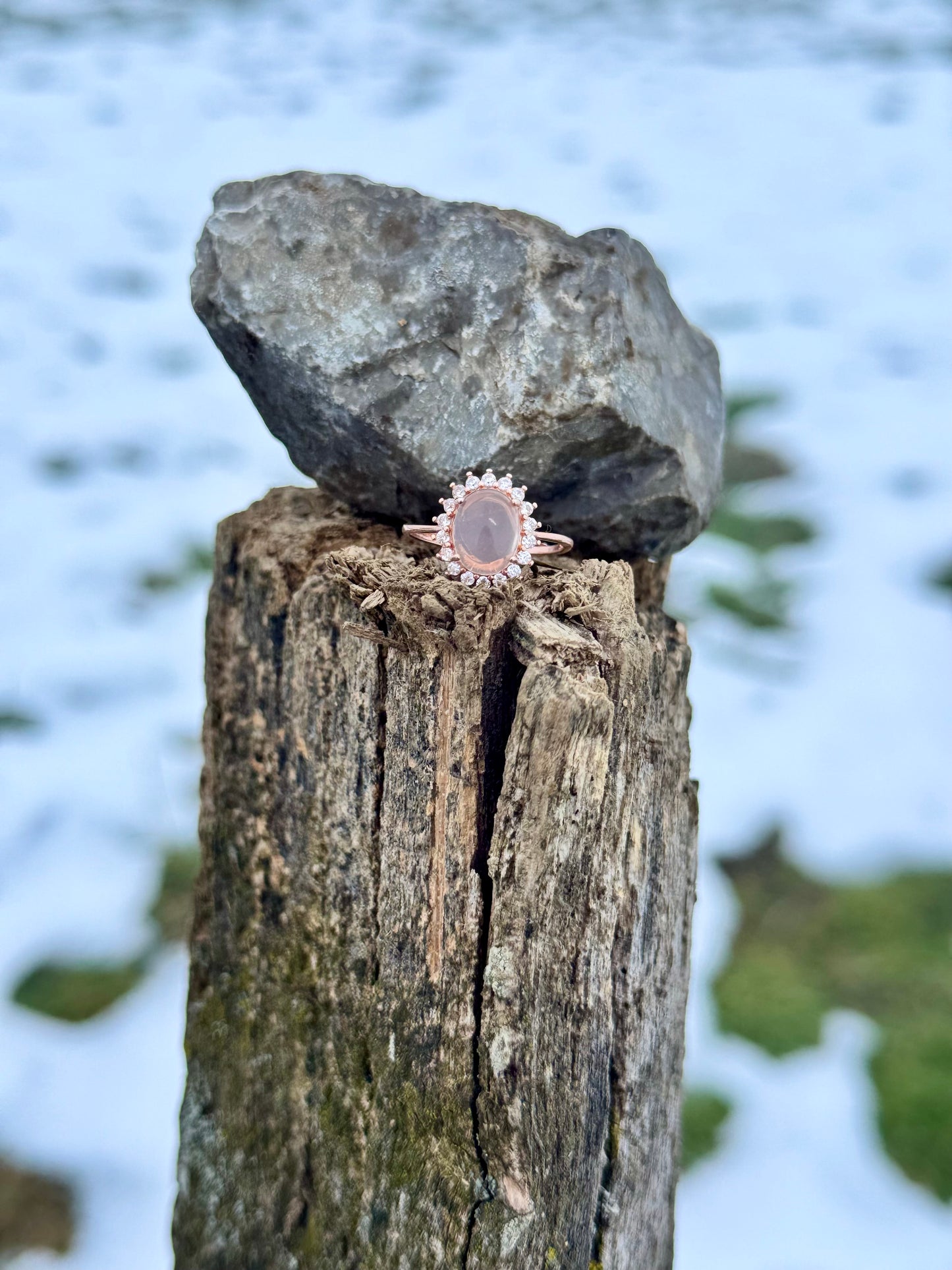 Anello in Quarzo Rosa s925