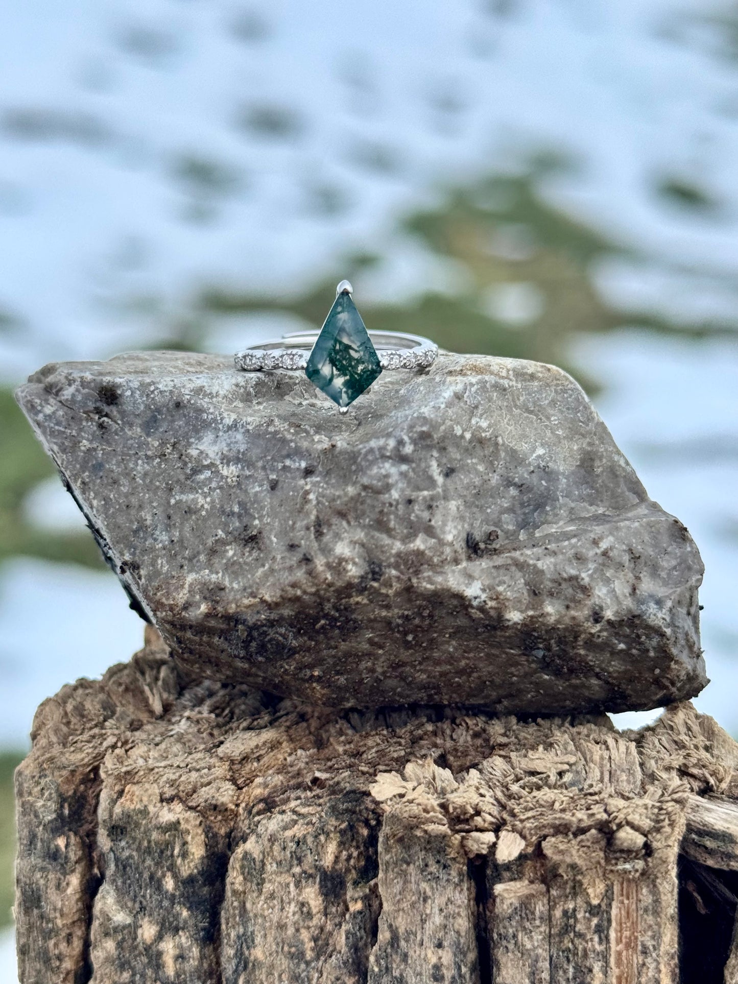 Anello in Agata Muschiata s925