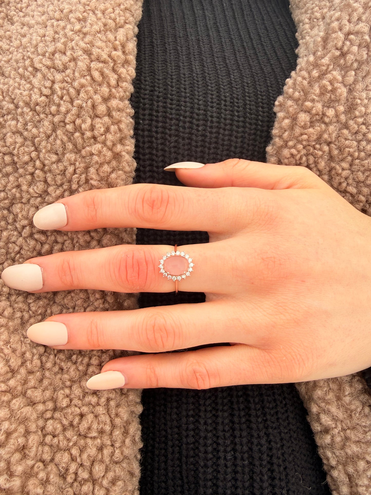 Anello in Quarzo Rosa s925