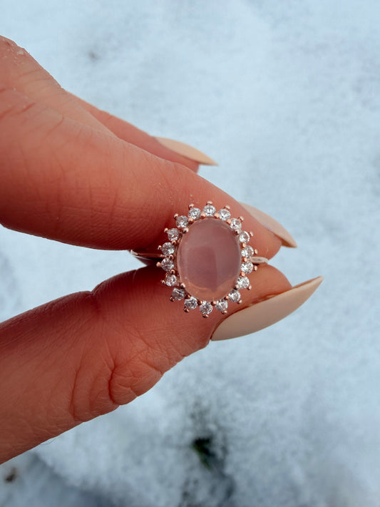 Anello in Quarzo Rosa s925