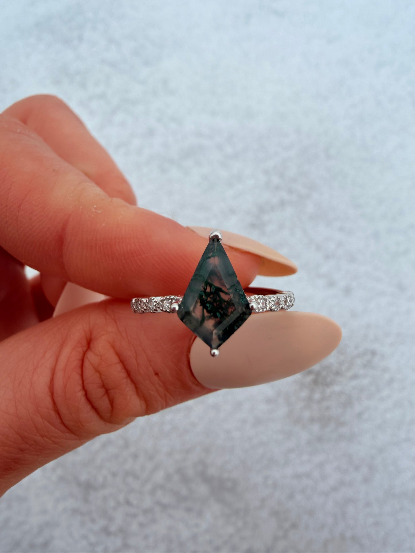 Anello in Agata Muschiata s925